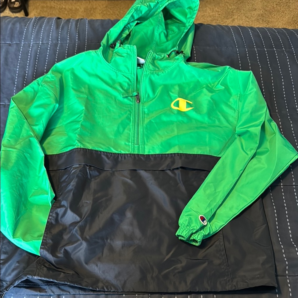 Champion Green Windbreaker Jacket with Hood